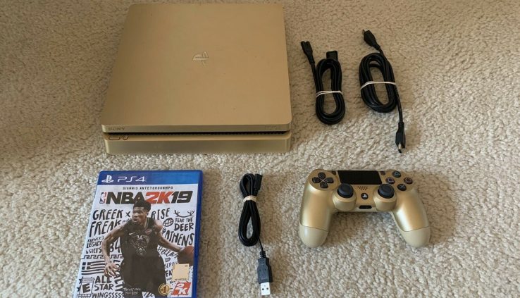 Sony PlayStation 4 PS4 Slim Gold Restricted Edition 1TB Console w Controller