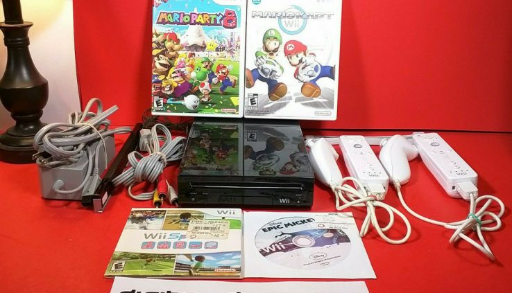 Nintendo Wii Console Bundle With Video games MARIO KART Wii Sports Mario Birthday celebration Wiimote