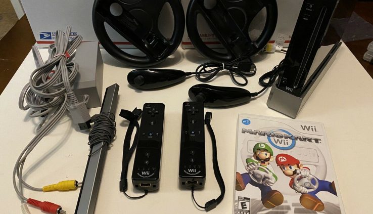 Nintendo Wii Console Mario Kart Bundle – 2 Circulate Plus Controllers