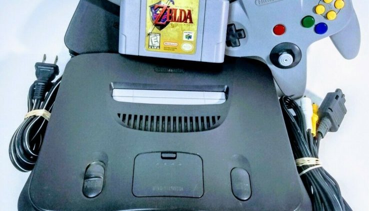 Nintendo N64 System Console Bundle + Cables + Controller + Zelda Ocarina Of Time
