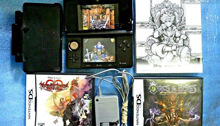 Nintendo 3DS + Charger + Stylus + Charging Station +  Booklet + 2 Fantasy Video games