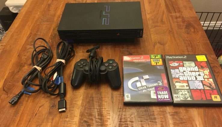 Sony PlayStation 2 PS2 console + controller + cables + 2 games  EXCELLENT COND