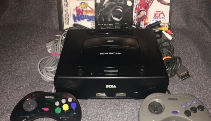 SEGA Saturn Mannequin 2 Console with av and vitality cords 2 controllers and two games