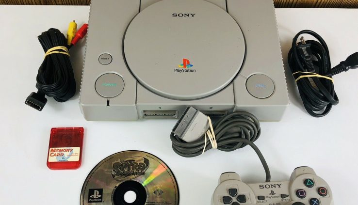 Sony PS1 PlayStation 1 Sport Console, Controller, Reminiscence Card & Spyro 2 Examined
