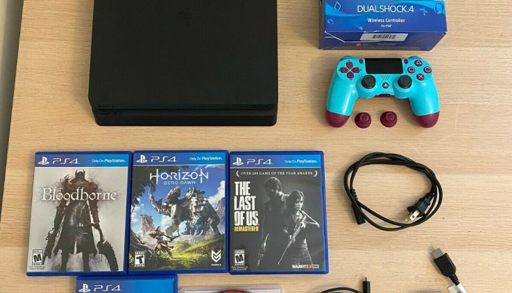 PS4 Slim 1TB w/ 2 Controllers, 5 Video games, All Cables, Gently Used