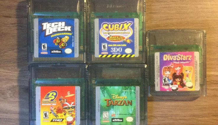 Gameboy Color Lot Of 5 Game s- Cubix, Tarzan, Tech Deck,Rocket Energy, Diva Starz