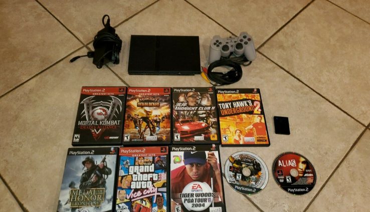 Sony PlaystationPS2 Slim Machine Lot GTA Vice Metropolis Mortal Kombat Tony Hawk ++