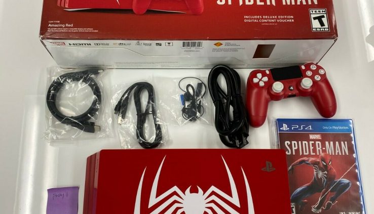 Sony PlayStation PS4 Legit 1TB Tiny Edition Spider-Man Red Console Bundle – CIB