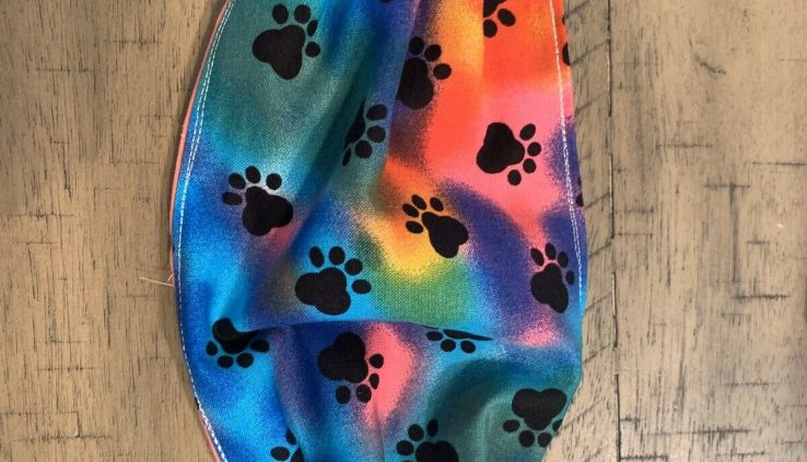 Paw Print Handmade 100% Cotton Face Conceal Washable Grownup Measurement