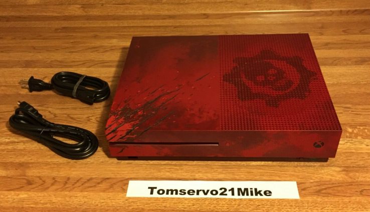 Xbox One S Gears of Battle 4 Model 2TB Crimson Purple Console & Cables Only AWESOME