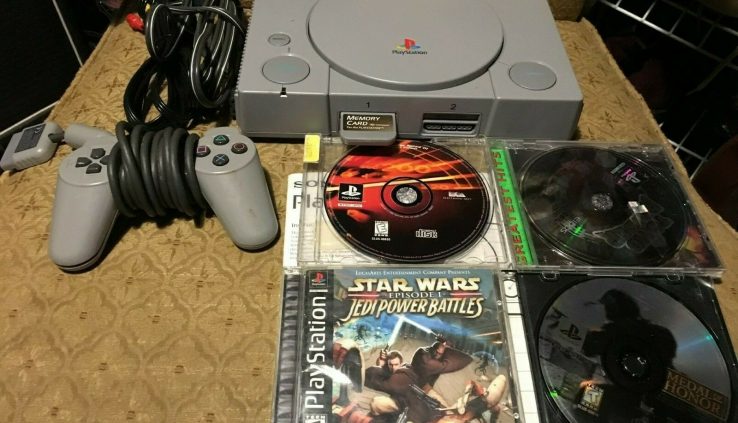 Sony Ps1 Console Bundle. SHIPS FREE. Memory Card, 4 Video games