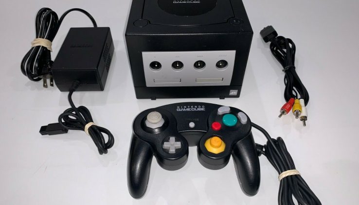 Nintendo Gamecube (BLACK DOL-001) Draw Console, OEM Controller, Examined, Clean