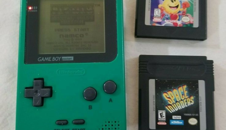 Nintendo Sport Boy Pocket Green Handheld Machine Bundle w/2 Games MGB-001 Retro