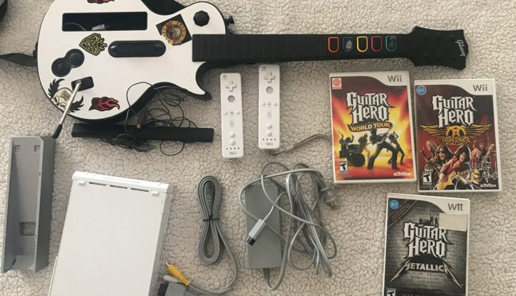 Nintendo Wii Console Guitar Hero Bundle 3 Video games – World Tour Metallica Aerosmith