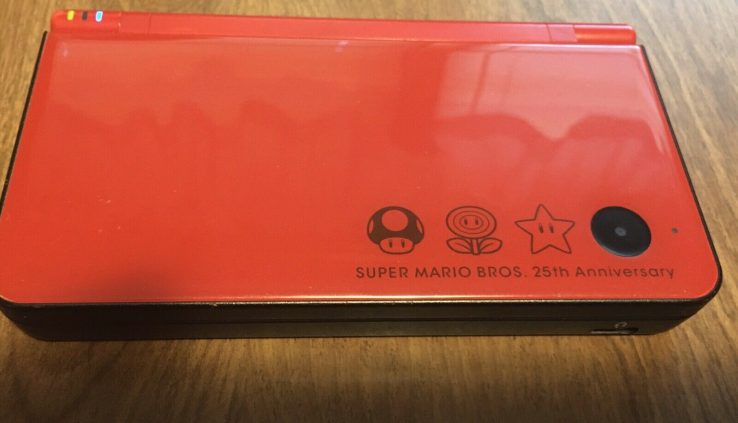 Nintendo DSi XL Red Pleasurable Mario Bros Twenty fifth Anniversary Console OEM Examined Working