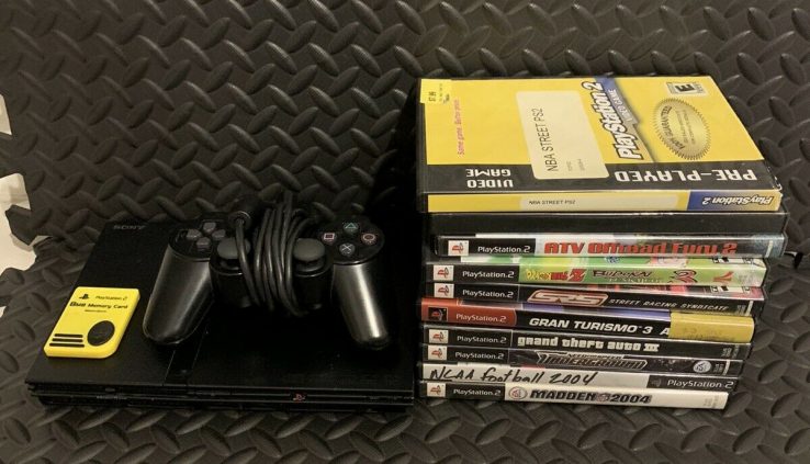 Sony PS2 Slim Console Bundle.11 Games, One Controller, Cables, + 8mb Memory Card