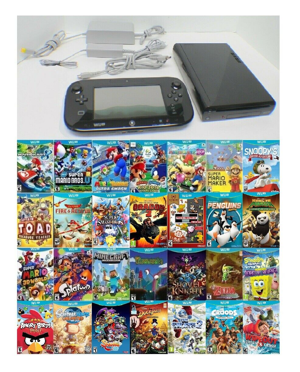 Nintendo Wii U Deluxe 32GB Murky Handheld Map + 28 Games, Immense