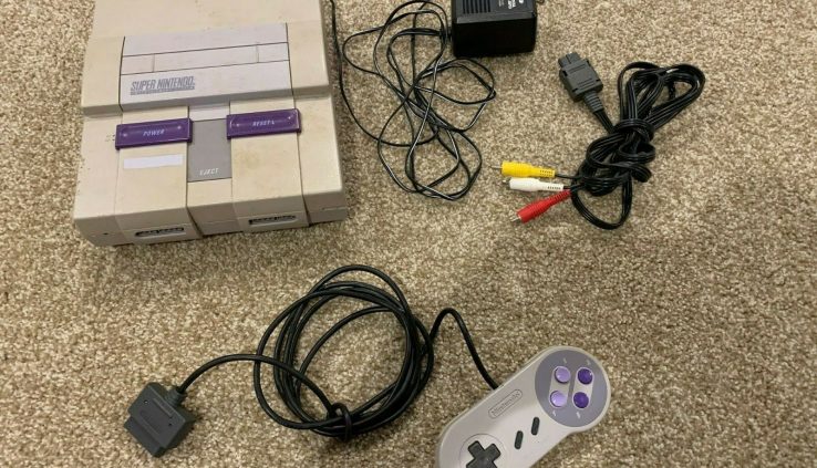 Neutral Nintendo SNES Console System Station – 1 Controllers & Cords – RARE Tested!!