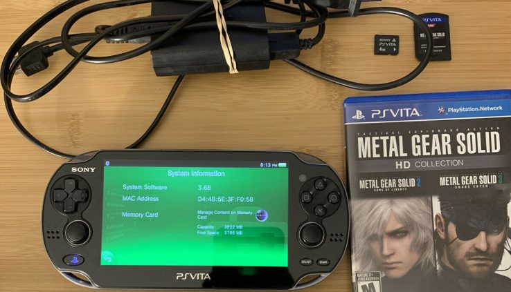 Sony PS Vita – PCH-1001 Shaded Firmware 3.68 with 4 GB  Memory Card And MGS HD.