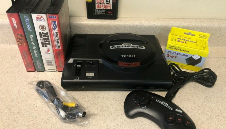 Sega Genesis Model 1 Console Bundle Model -1601 Bundle w/ 5 Games, Controller