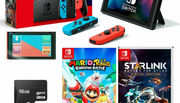 NEW Nintendo Switch Bundle Mario Rabbids Kingdom Battle + Starlink + 16GB + MORE