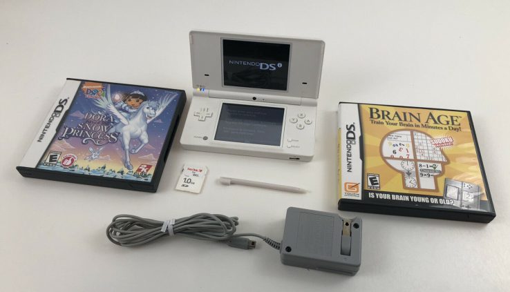 Nintendo DSi White Handheld Blueprint Bundle w/ 2 Video games Stylus And Reminiscence Card