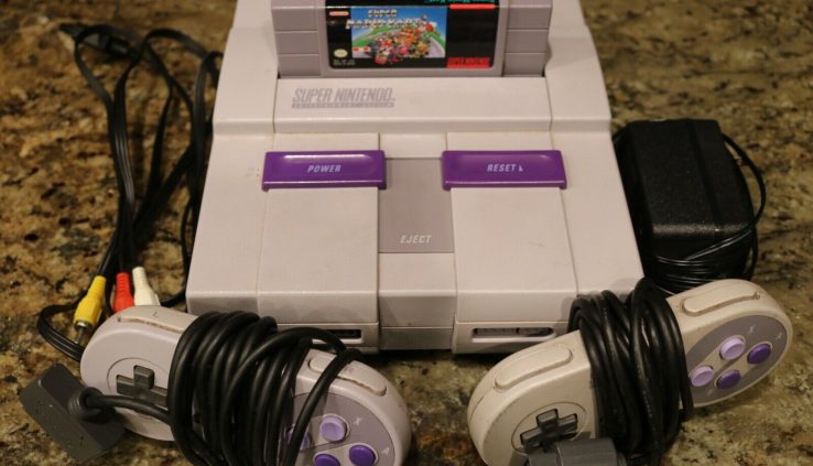 SNES Console Bundle w/ Salubrious Mario Kart & 2 Controllers (In Exquisite Situation)