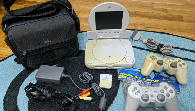 Sony PsPSOne PS1 Console + Cloak + 2 Controllers w/ Cables and Bag!