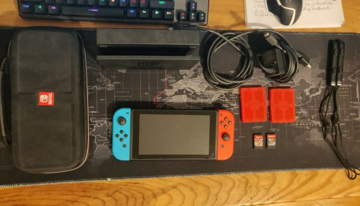 Nintendo Switch Neon Blue/Crimson-Comes With Two Games and a Case