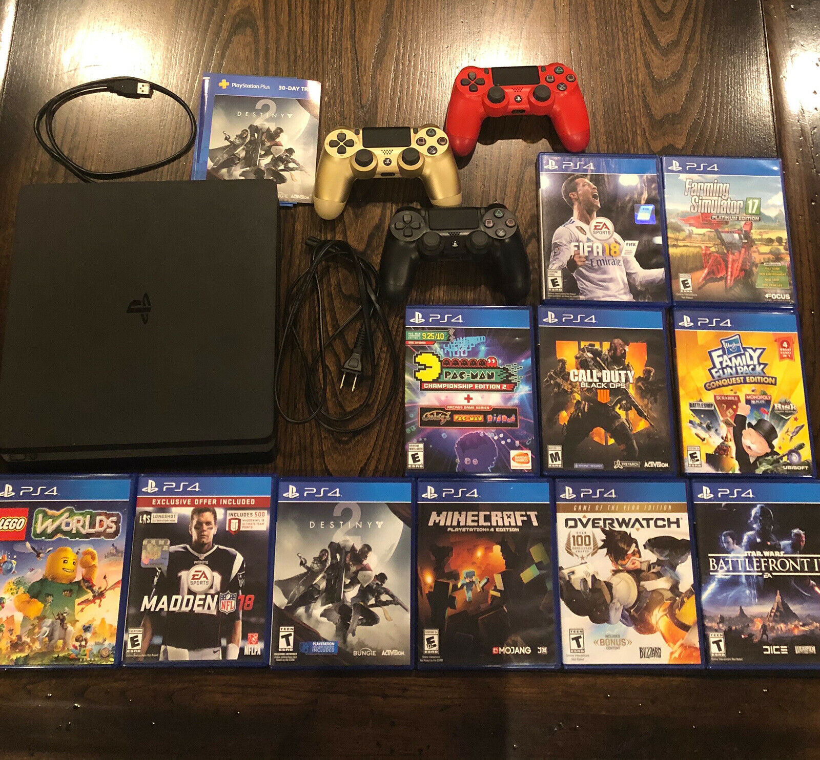 PlayStation 4 Slim 1TB 11 Video Games 3 Controllers BUNDLE PRE OWNED 