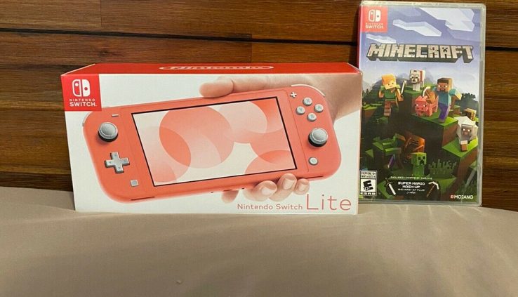 Nintendo Switch Lite Coral with Minecraft Machine Bundle **IN HAND SHIPS FAST**