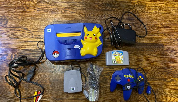 Nintendo 64 N64 Pikachu Console System Cleaned Tested Working + OEM CONTROLLER