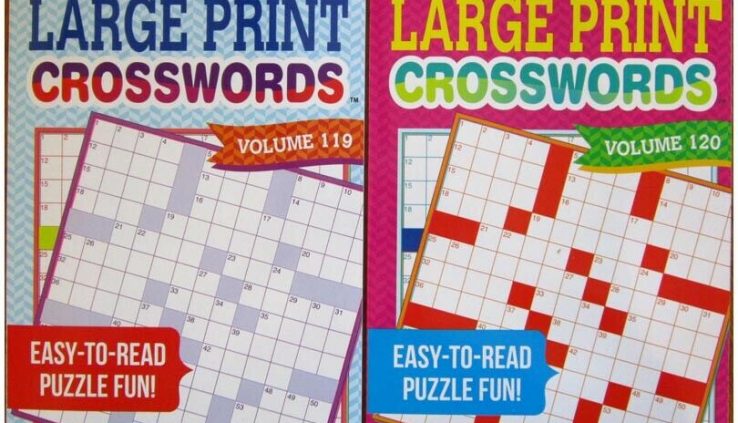 Lot of 2 Enormous Print Crossword Puzzle Books