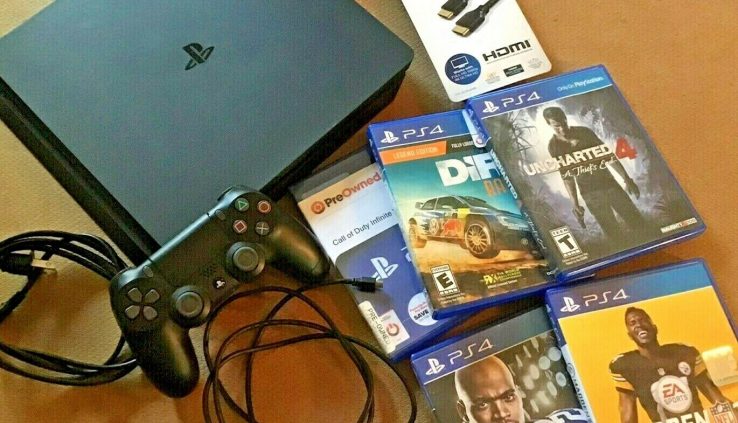 Sony PlayStation 4 Slim  PS4 Console, 500 GB, Shaded + controller + 5 games
