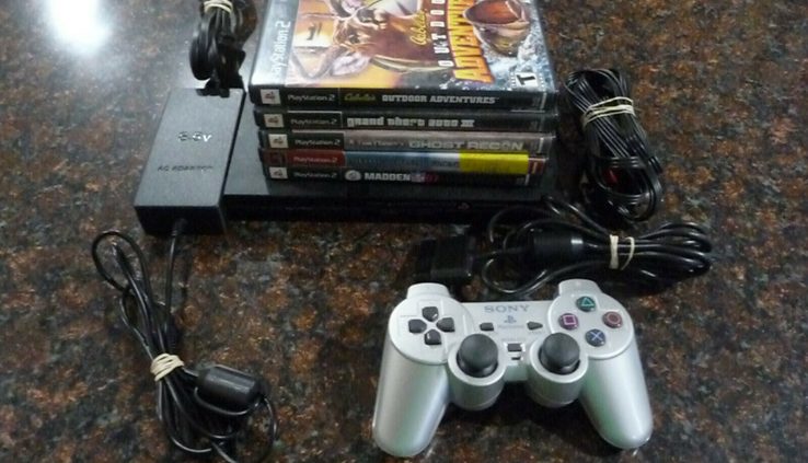 Sony PlayStation 2 PS2 Slim (SCPH-75001) Bundle w/ 5 games & Controller