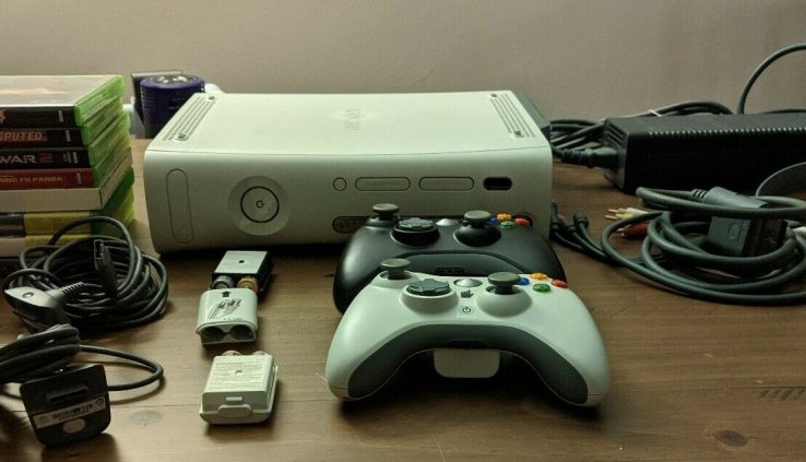 Microsoft Xbox 360 60GB White Console + headset+ 9 games & 2 controllers