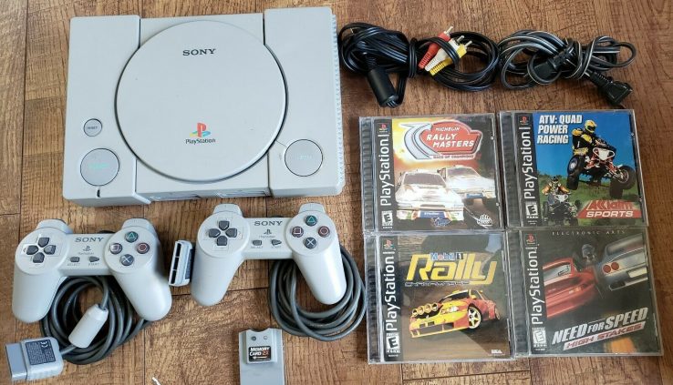Normal PlaystationPS1 Console Games Bundle Lot Cables 2 Controllers Games