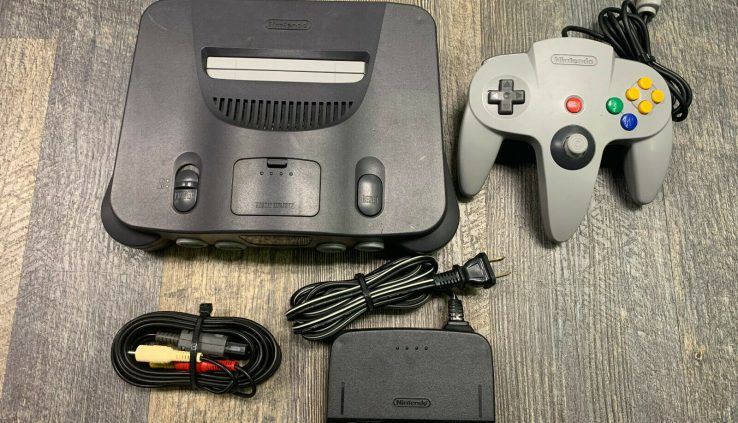Nintendo grey N64 NUS-001 64 plot w/ upgraded controller GameCube joystick