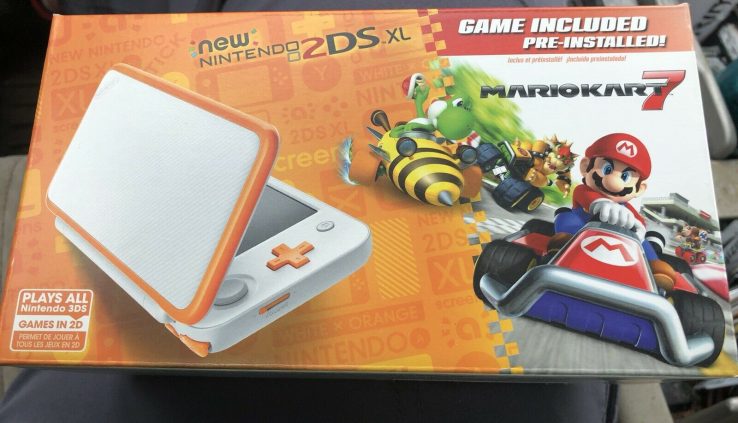 New Nintendo 2DS XL Handheld Orange Console with Mario Kart 7 Game – Trace New