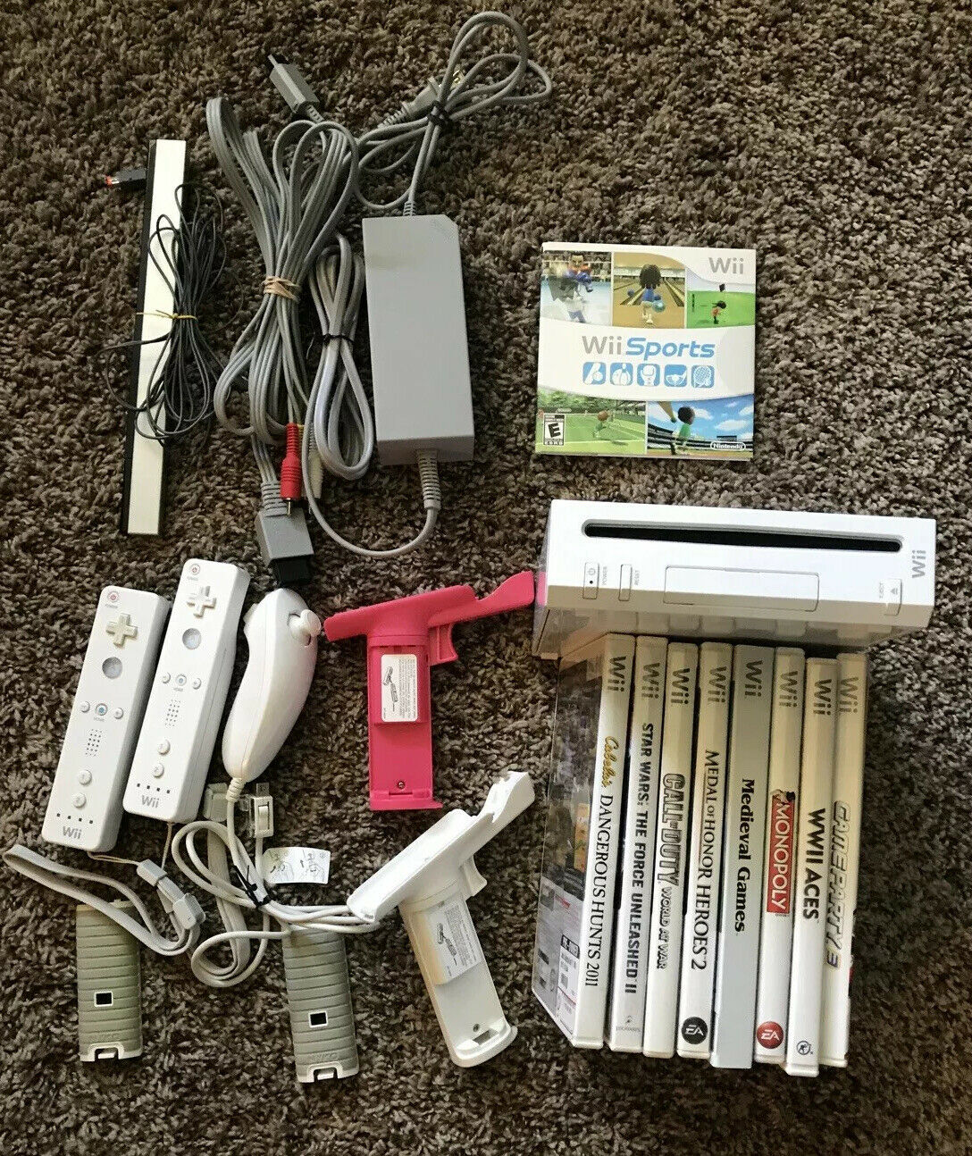 Nintendo Wii Sports Sport Console Bundle Wii Draw Tested w/ 9 Wii